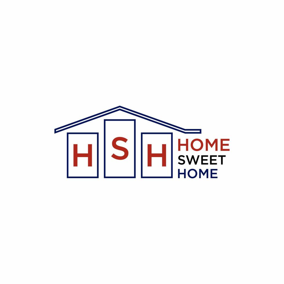 simple roof house, chart, and letter HSH font image graphic icon logo design abstract concept vector stock. Can be used related to property or trading