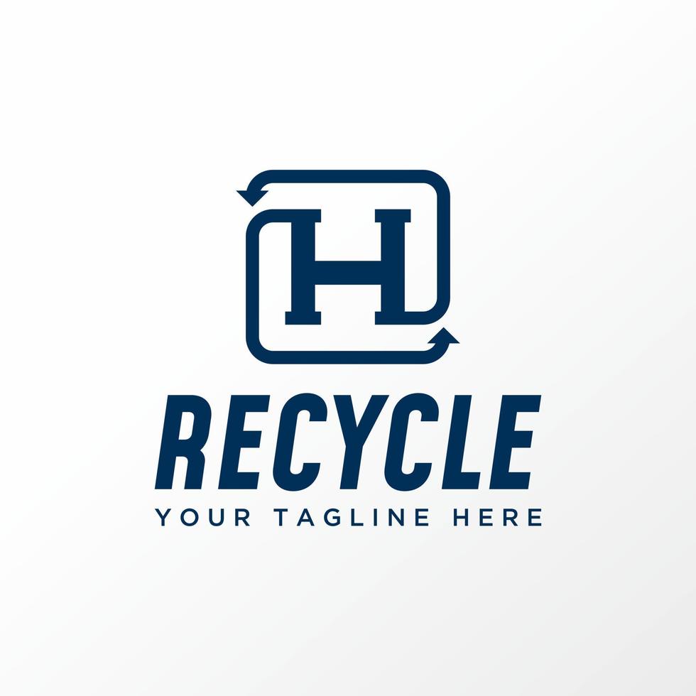 Simple and unique letter or word H font with recycle icon image graphic icon logo design abstract concept vector stock. Can be used as a symbol related to initial or clean