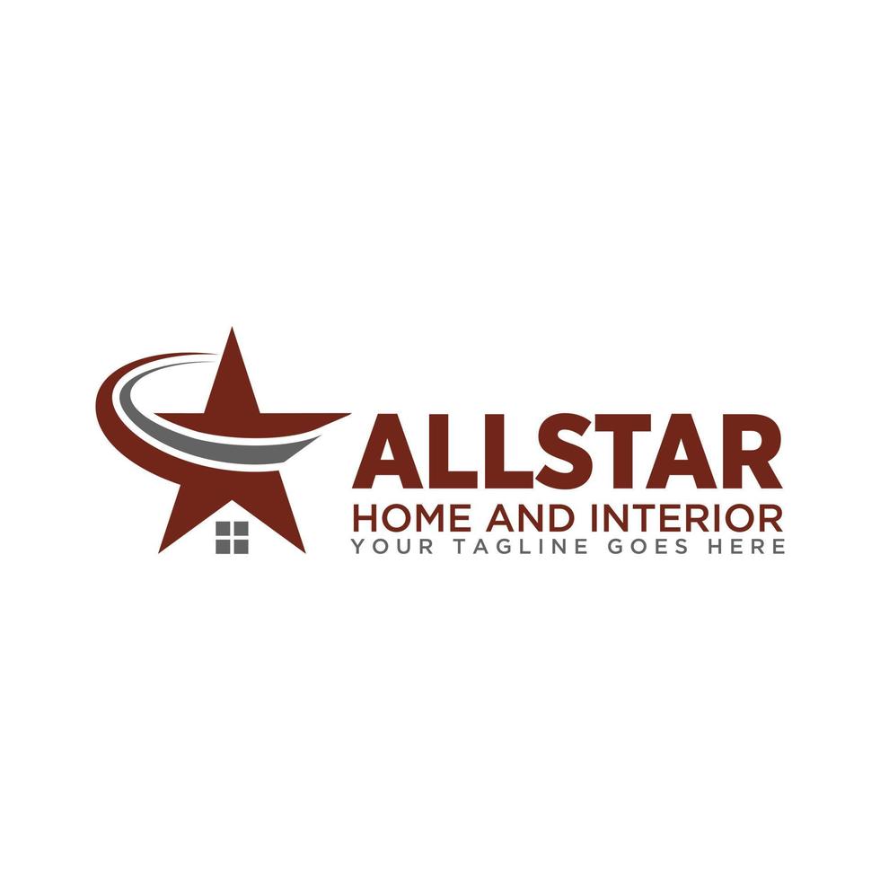 estrella única con forma de corte y ventana casa imagen gráfico icono logotipo diseño abstracto concepto vector stock. se puede usar como un símbolo relacionado con el ganador o el hogar