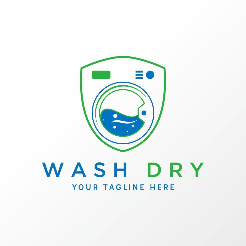 Simple and unique washing machine in shield or guard image graphic icon logo design abstract concept vector stock. Can be used as a symbol related to laundry or clean