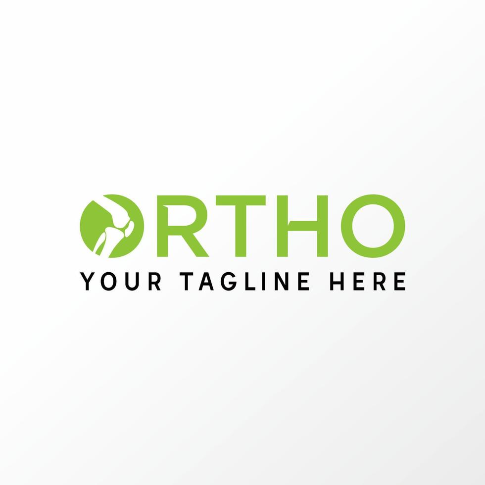 Simple and unique Letter or writing ORTHO font with knee bone in word O image graphic icon logo design abstract concept vector stock. Can be used as a symbol related to health or initial