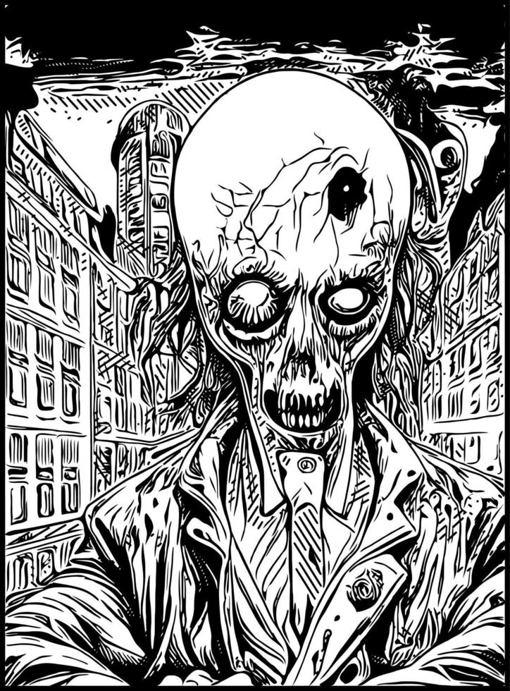 vector illustration of zombie cartoon