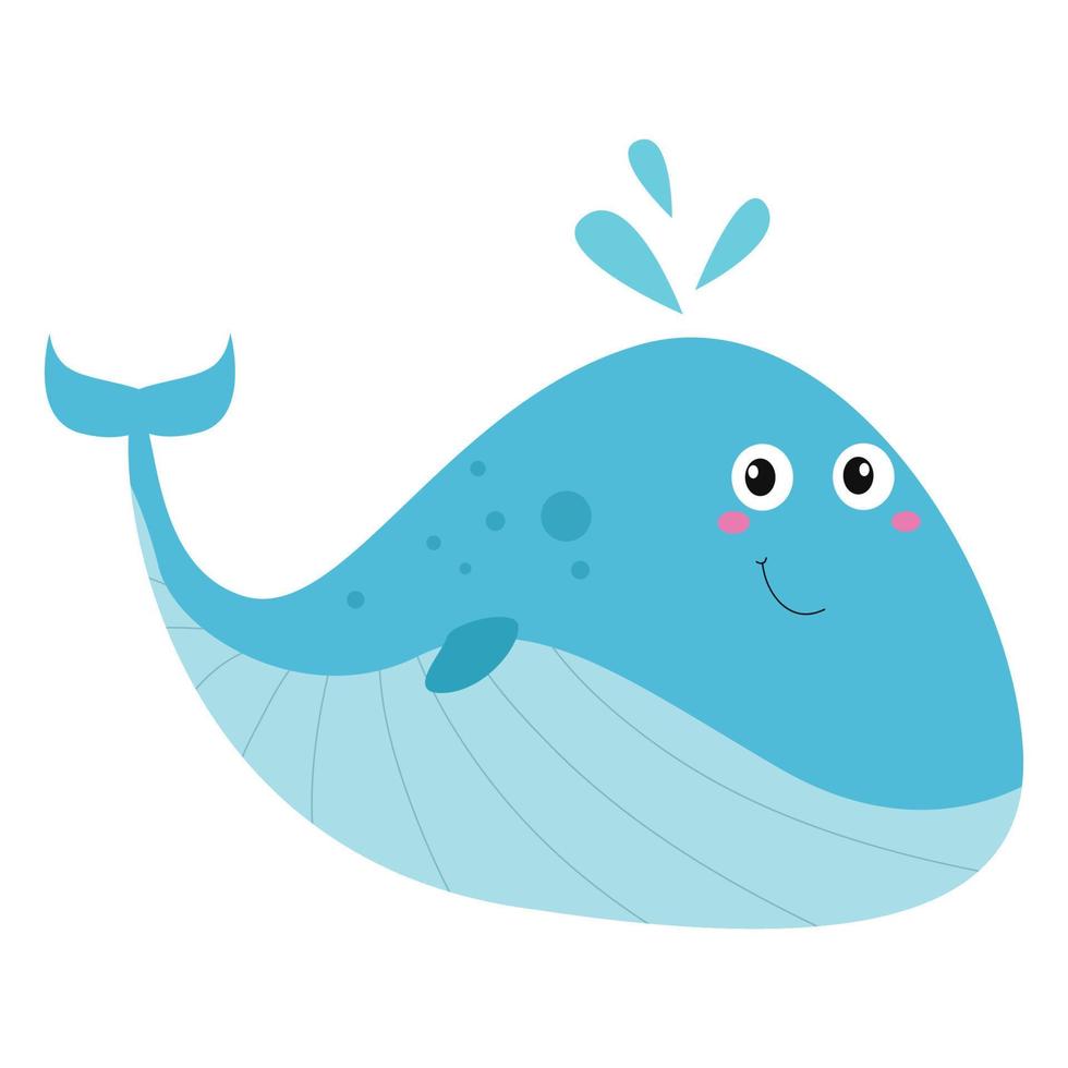 cute funny happy whale vector