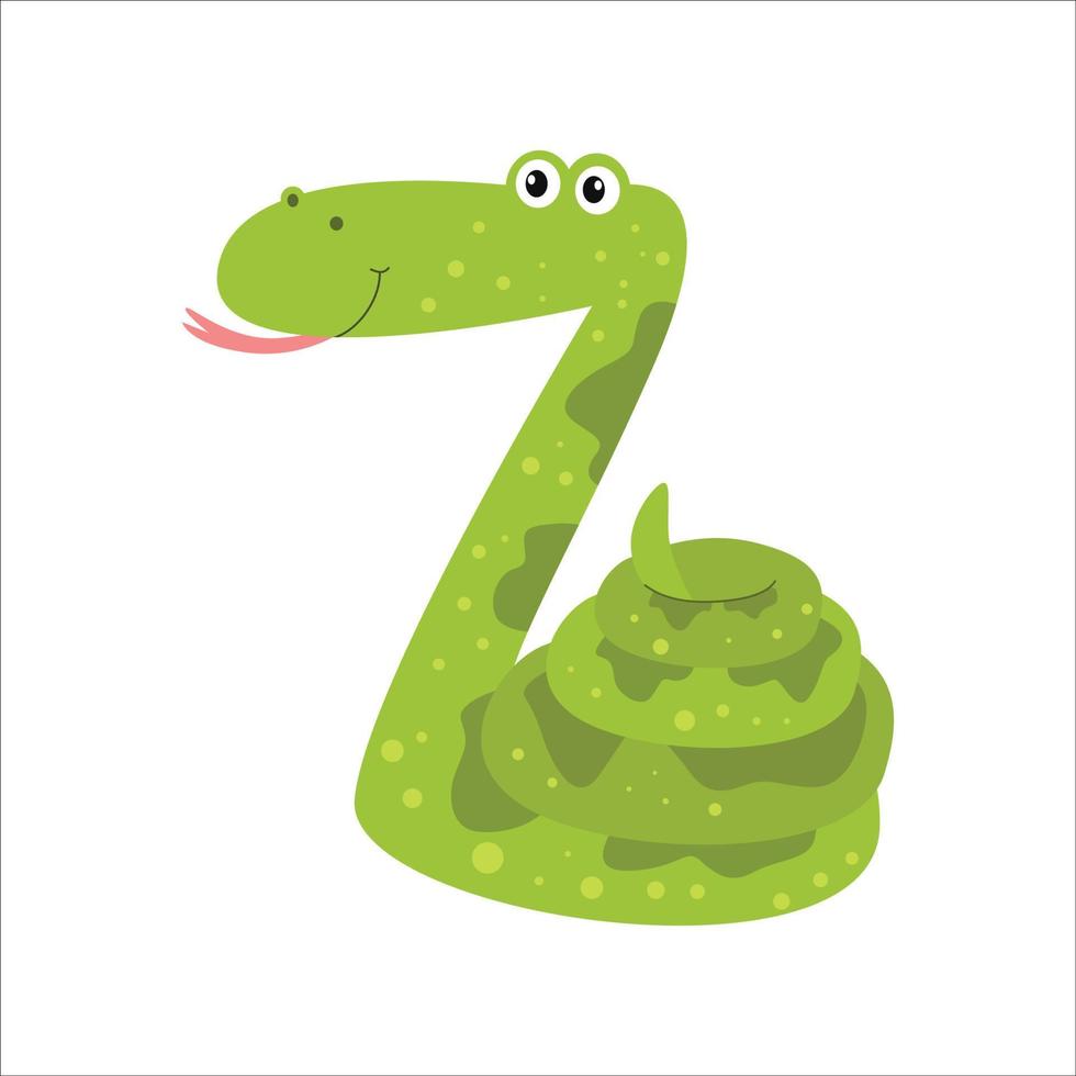 illustration of cute snake, funny cartoon baby reptiles,  cobra, python, mamba, viper, vector