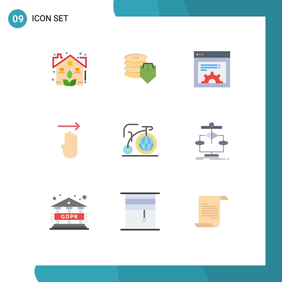 Set of 9 Modern UI Icons Symbols Signs for dream big design right four Editable Vector Design Elements