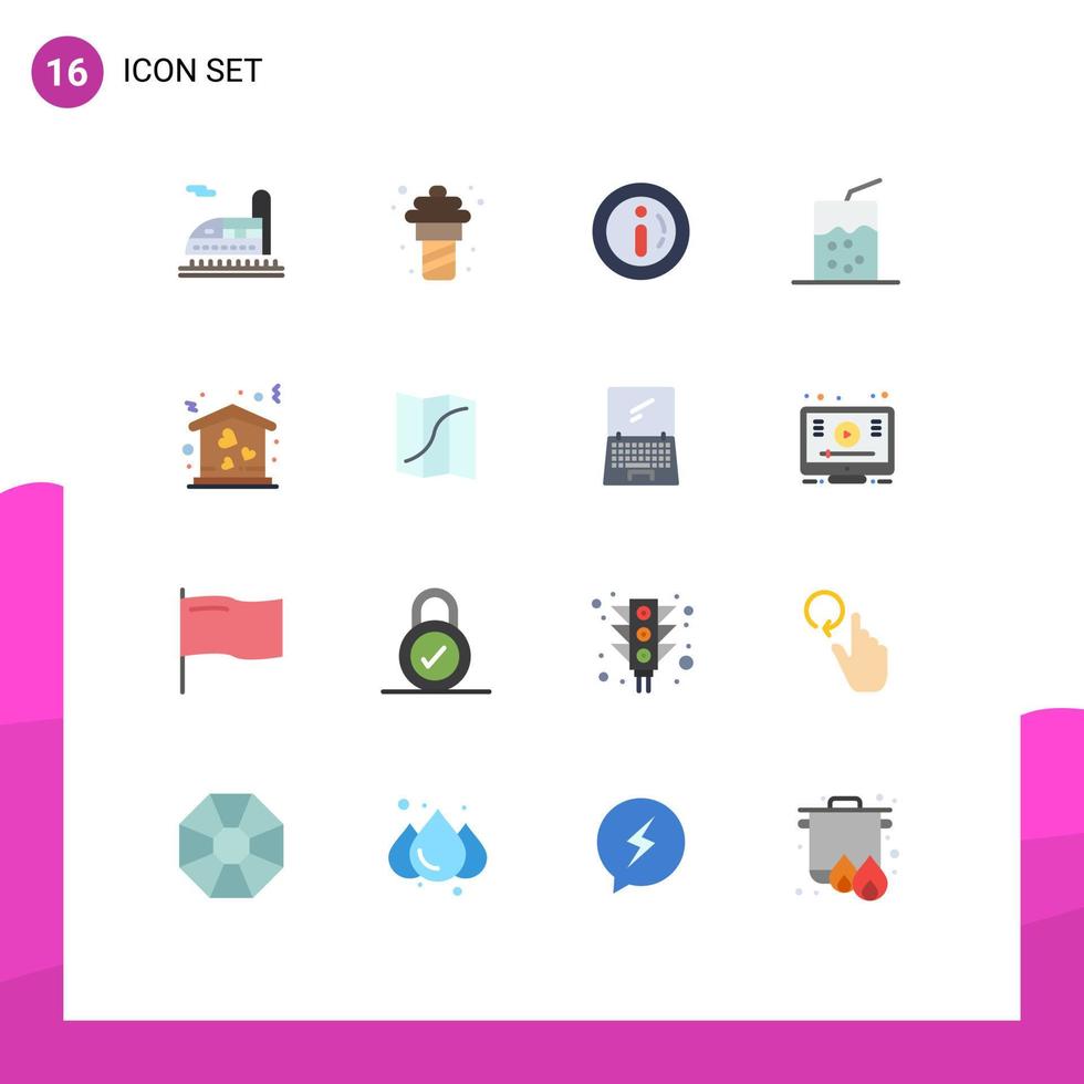 16 Universal Flat Color Signs Symbols of move house market home drink Editable Pack of Creative Vector Design Elements