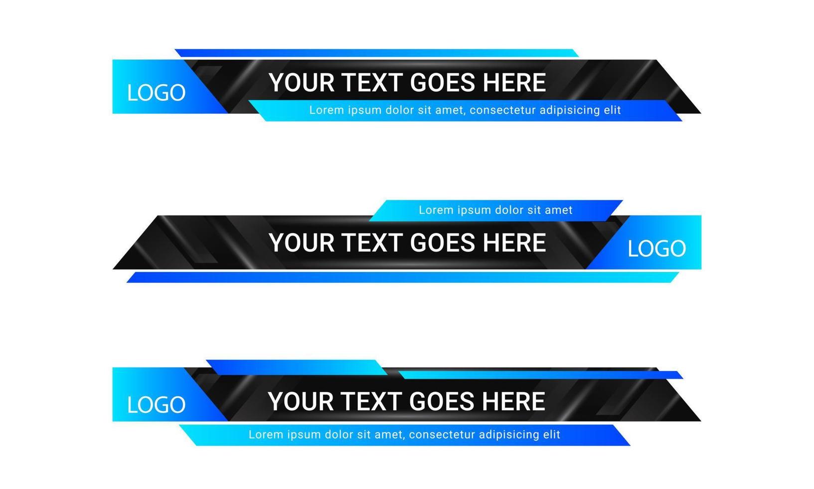 Set of broadcast news lower third banner templates for Television, Video and Media Channels. Futuristic headline bar layout design vector