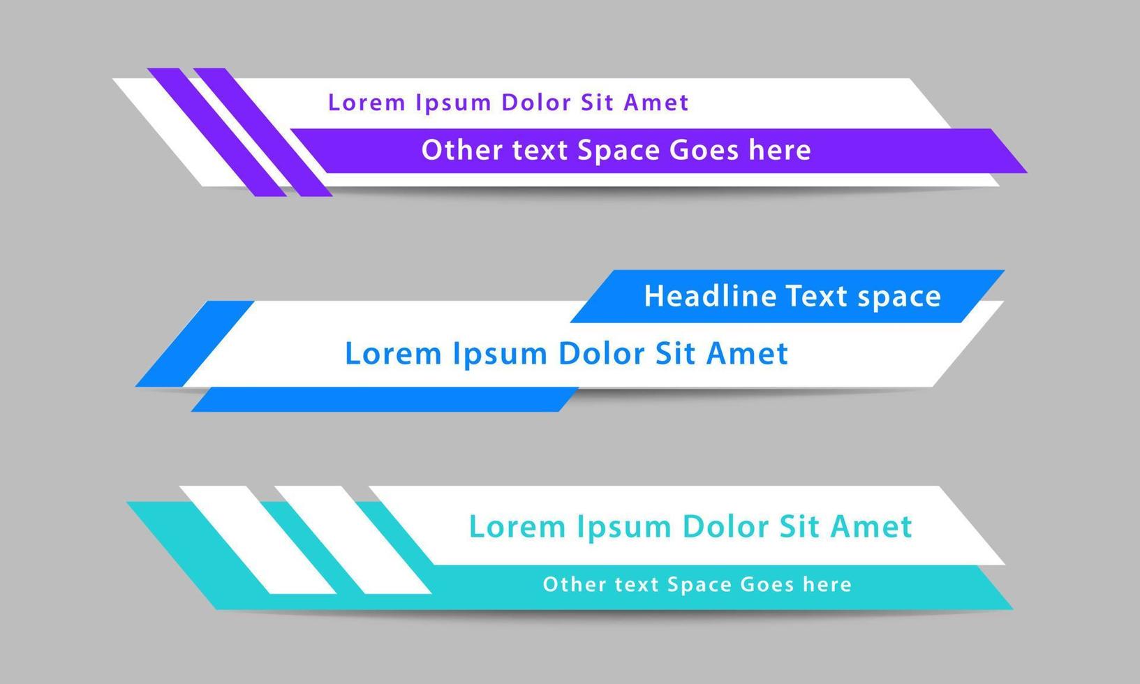 Geometric lower third banner template design. Colorful lower third bar set vector. Simple, clean style template vector