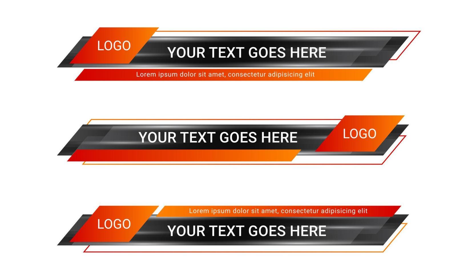 Set of broadcast news lower third banner templates for Television, Video and Media Channels. Futuristic headline bar layout design vector