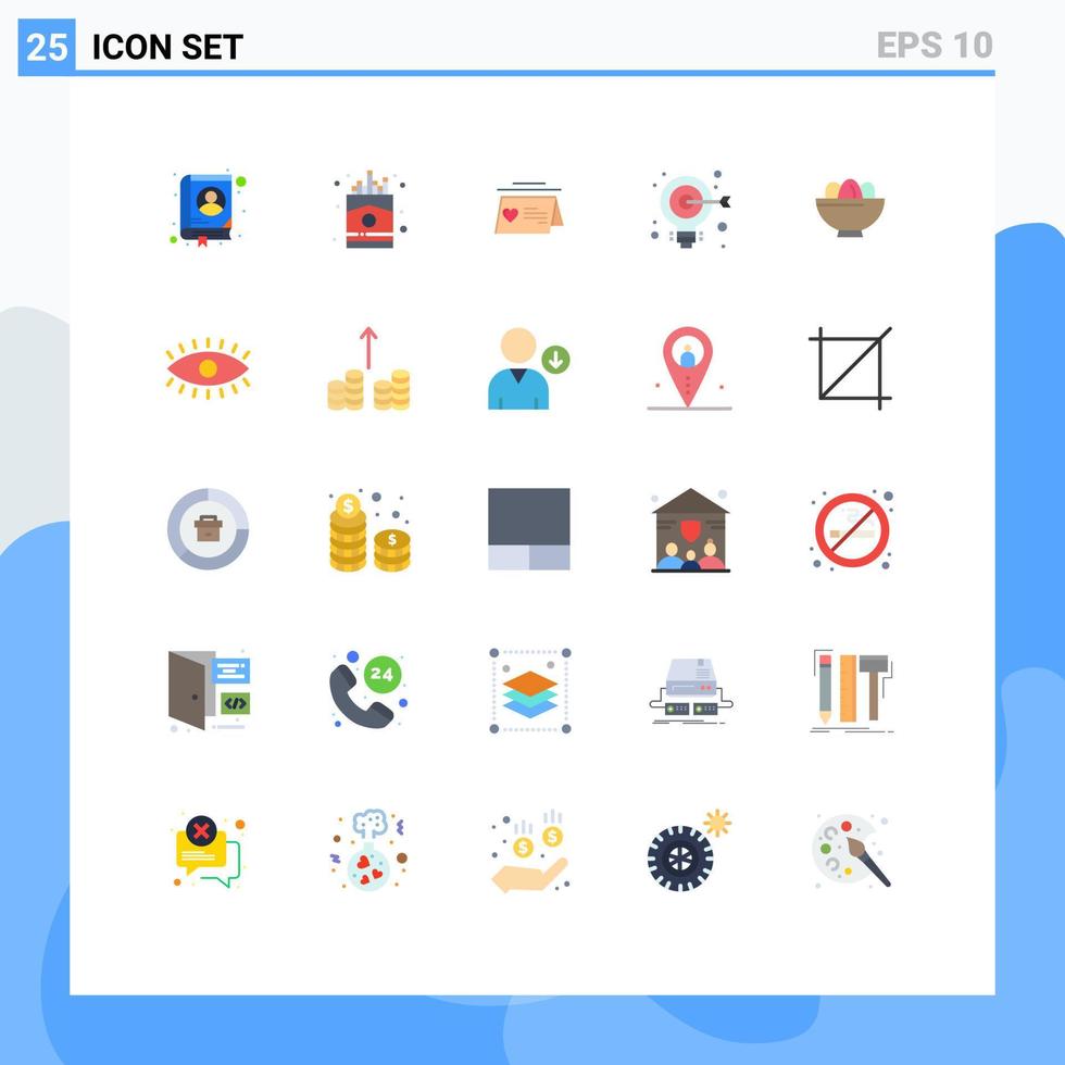Paquete de 25 colores planos de interfaz de usuario de signos y símbolos modernos de elementos de diseño vectorial editables de objetivo web de amor de tazón de pascua vector