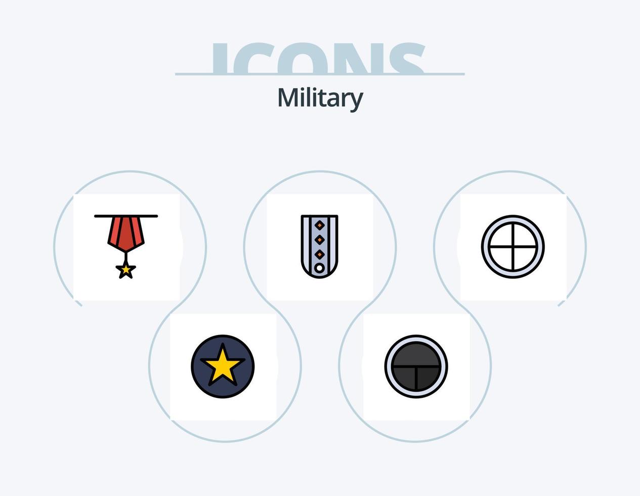 Military Line Filled Icon Pack 5 Icon Design. stripes. military. plain. badge. star vector