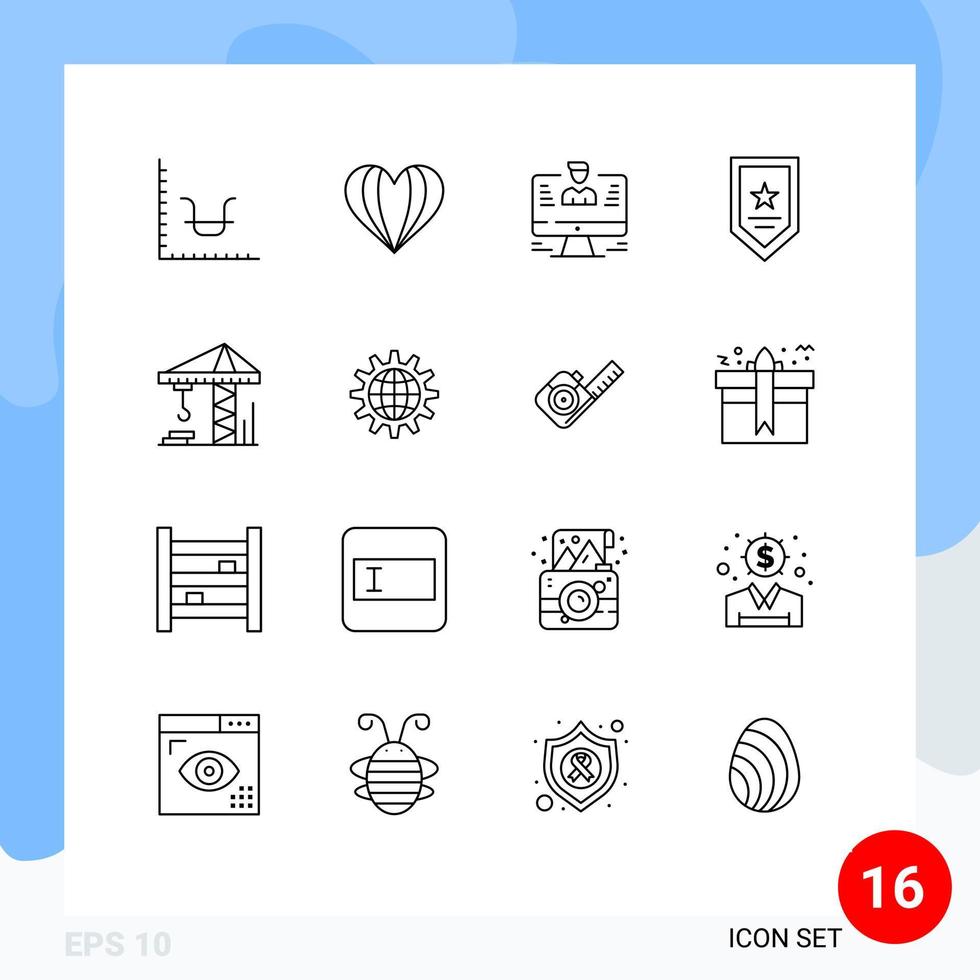 16 Thematic Vector Outlines and Editable Symbols of crain star user prize profile Editable Vector Design Elements