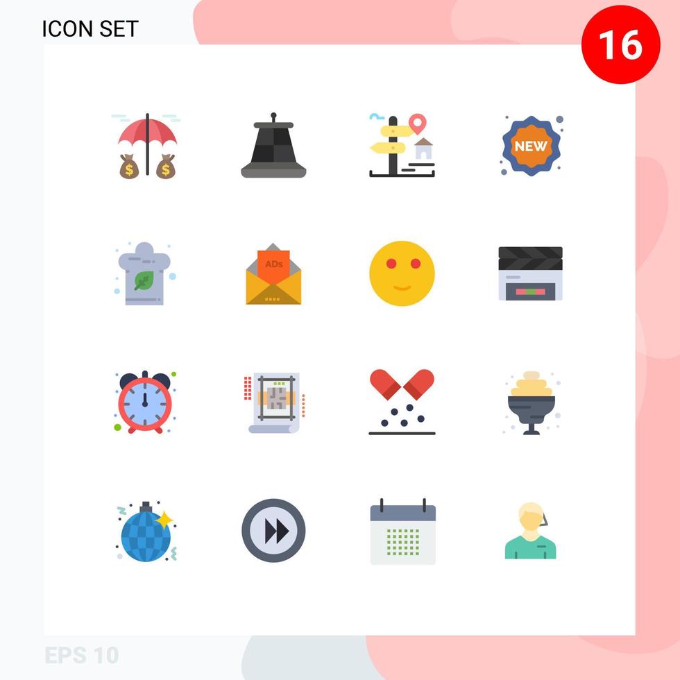 16 User Interface Flat Color Pack of modern Signs and Symbols of hat cook board shopping label Editable Pack of Creative Vector Design Elements