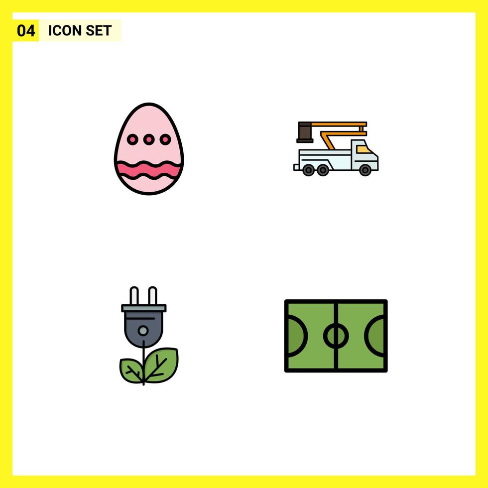 Modern Set of 4 Filledline Flat Colors and symbols such as decoration biomass egg lift plug Editable Vector Design Elements