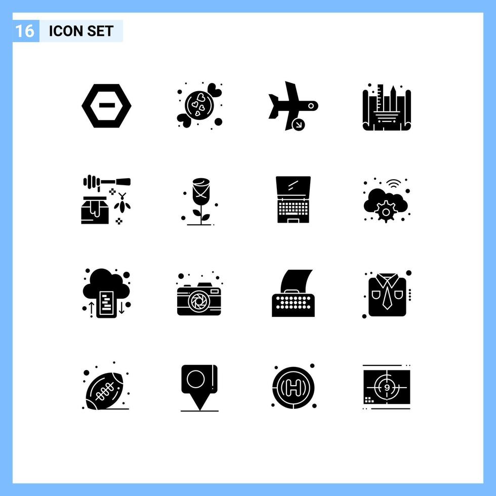 16 iconos creativos signos y símbolos modernos de vuelo de planos de diseño de miel creando elementos de diseño de vectores editables de transporte de planos