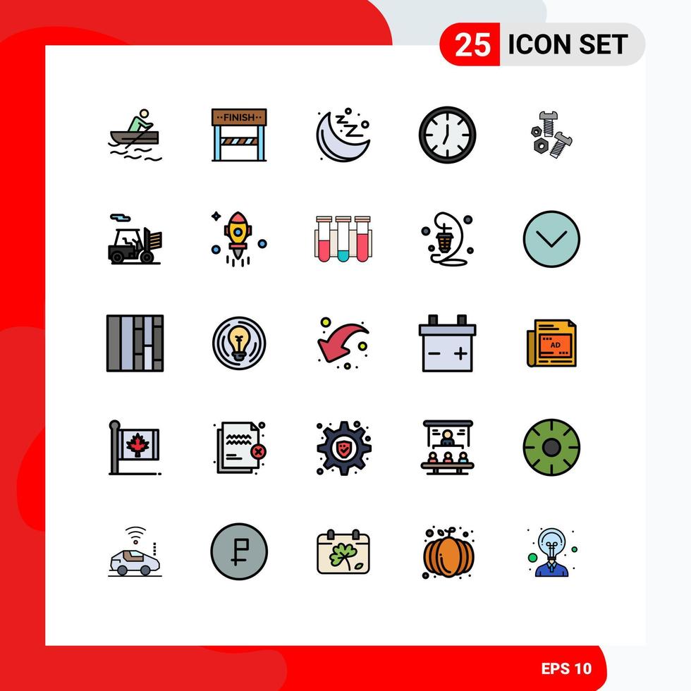 Stock Vector Icon Pack of 25 Line Signs and Symbols for tools nut gym bolt interior Editable Vector Design Elements