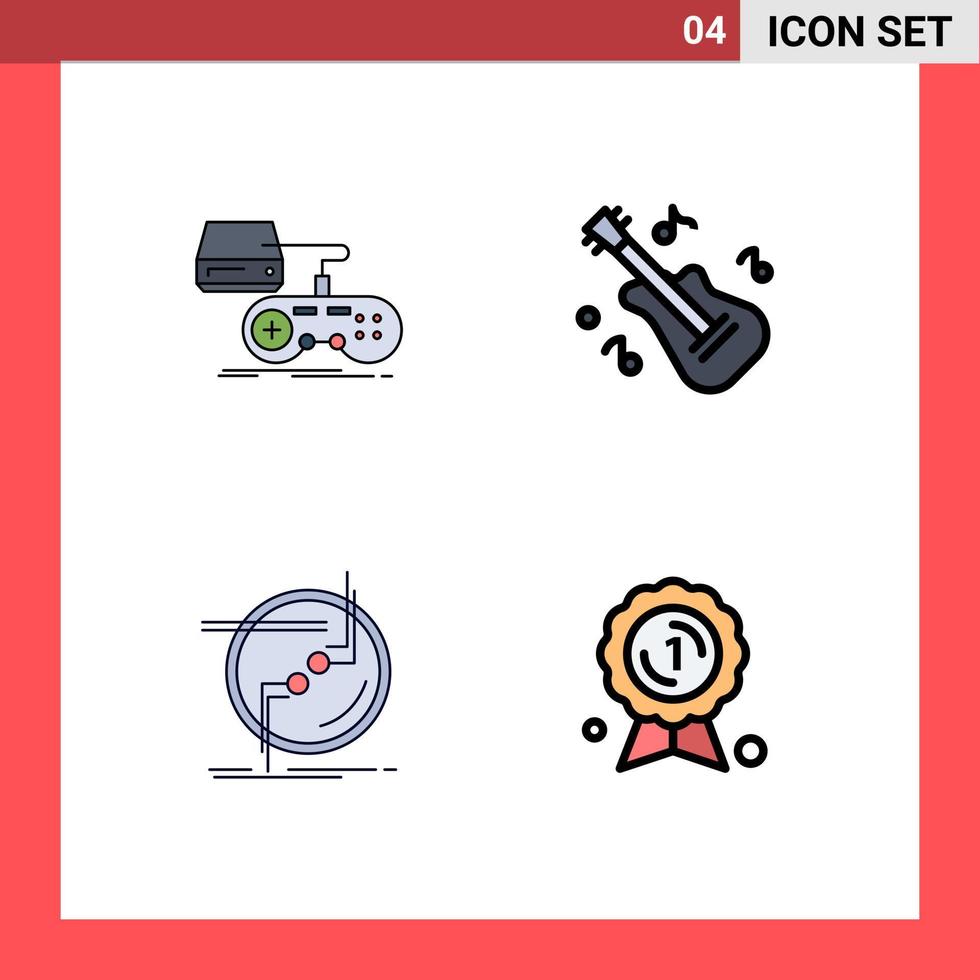 Modern Set of 4 Filledline Flat Colors Pictograph of console connect playstation instrument link Editable Vector Design Elements