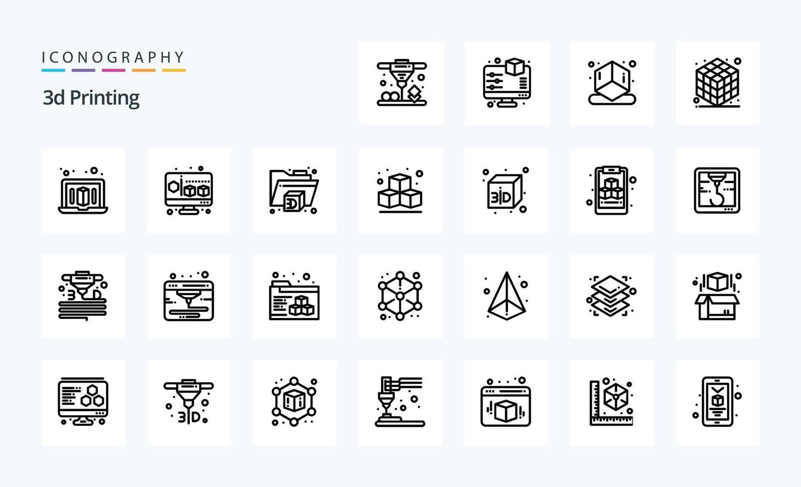 25 3d Printing Line icon pack vector