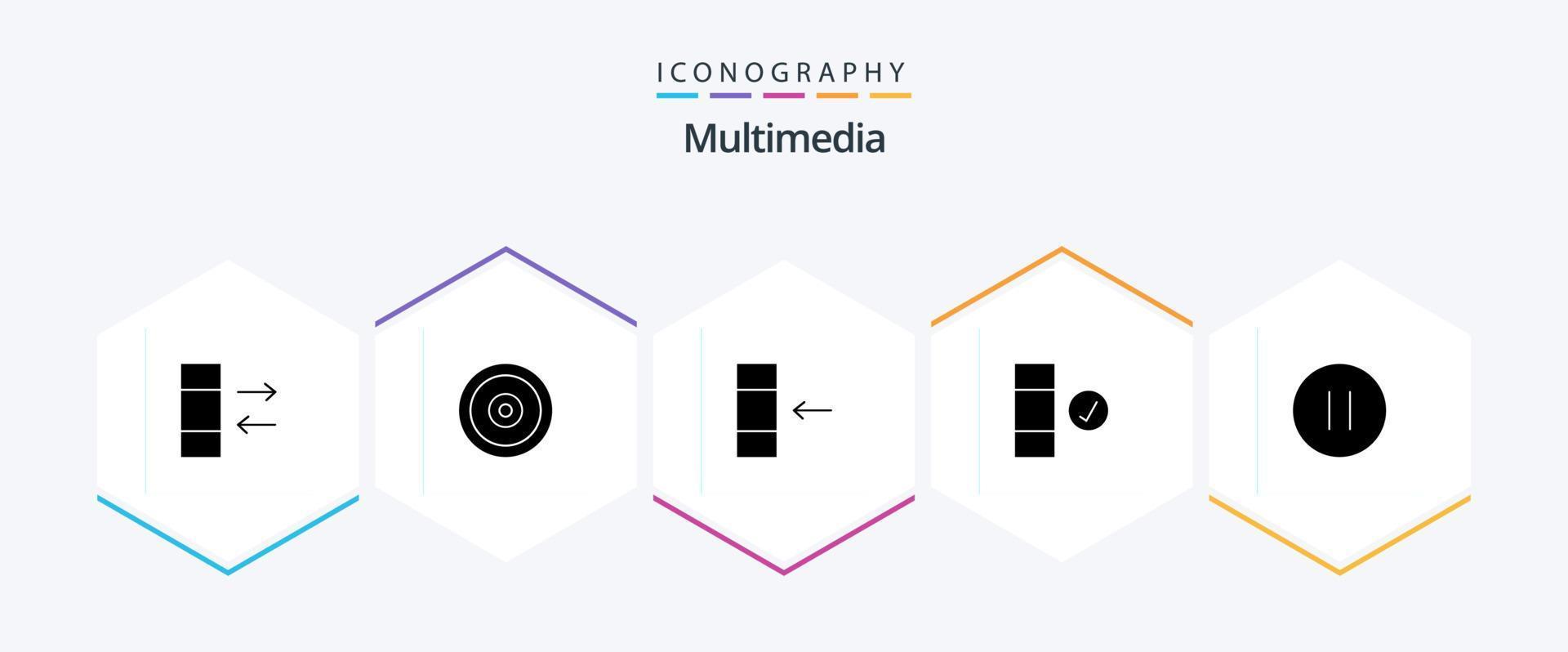 Multimedia 25 Glyph icon pack including . pause. data. multimedia. data vector