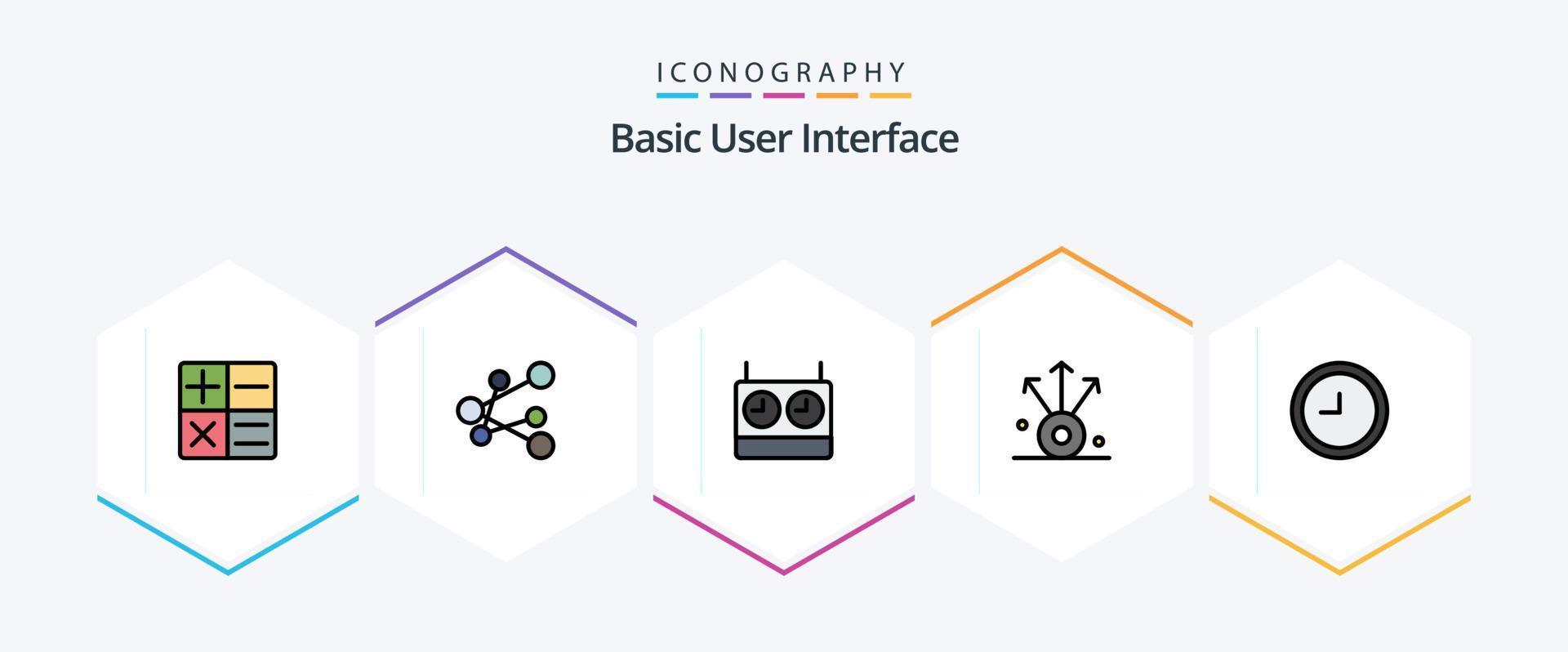 paquete básico de iconos de 25 líneas completas que incluye . conexión. hora vector