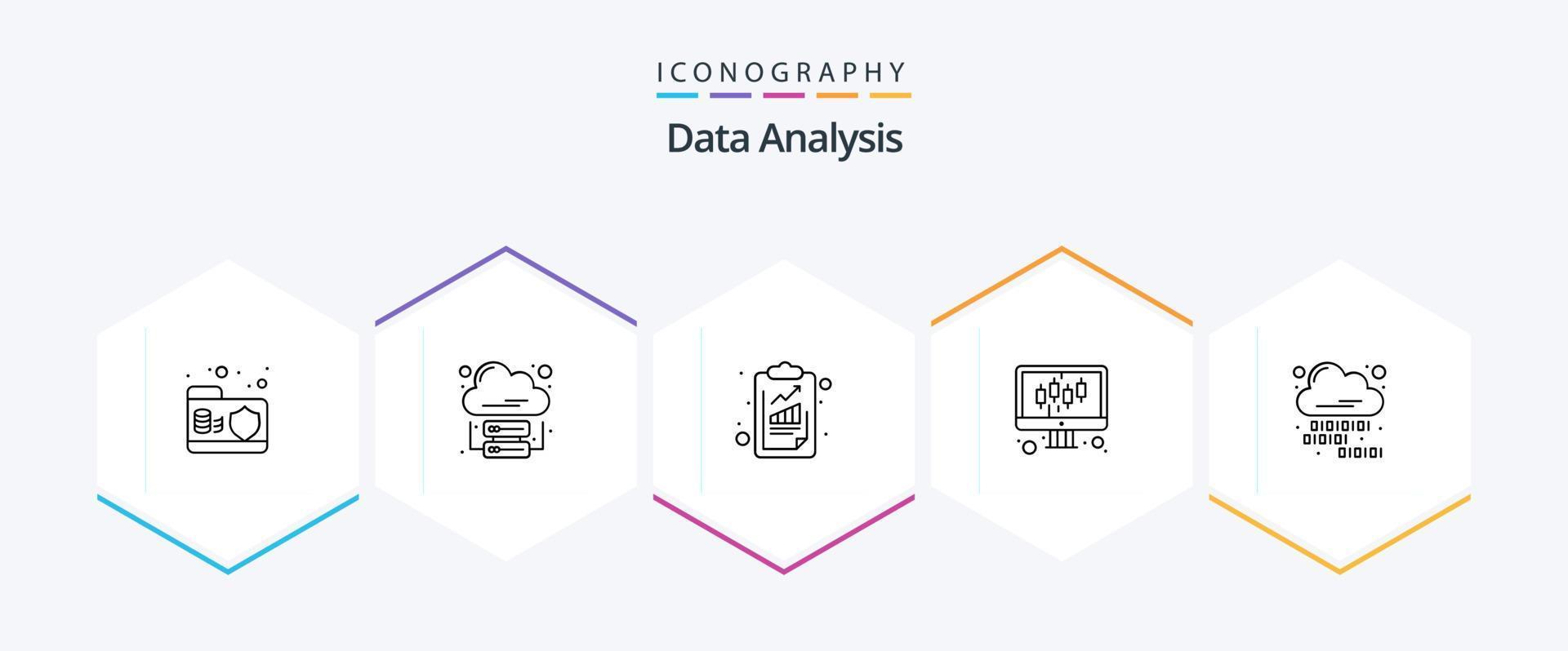 Data Analysis 25 Line icon pack including cloud coding. preferences. cloud internet. data. seo vector