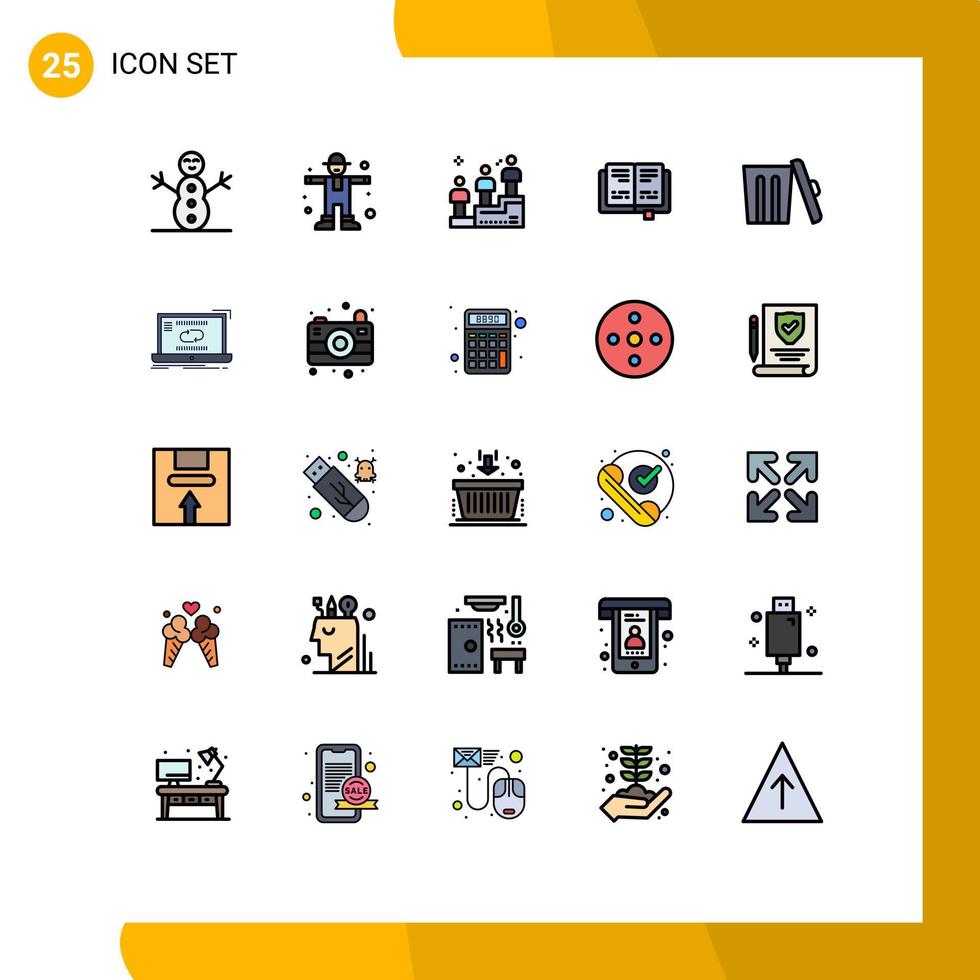 Stock Vector Icon Pack of 25 Line Signs and Symbols for communication garbage win environment knowledge Editable Vector Design Elements