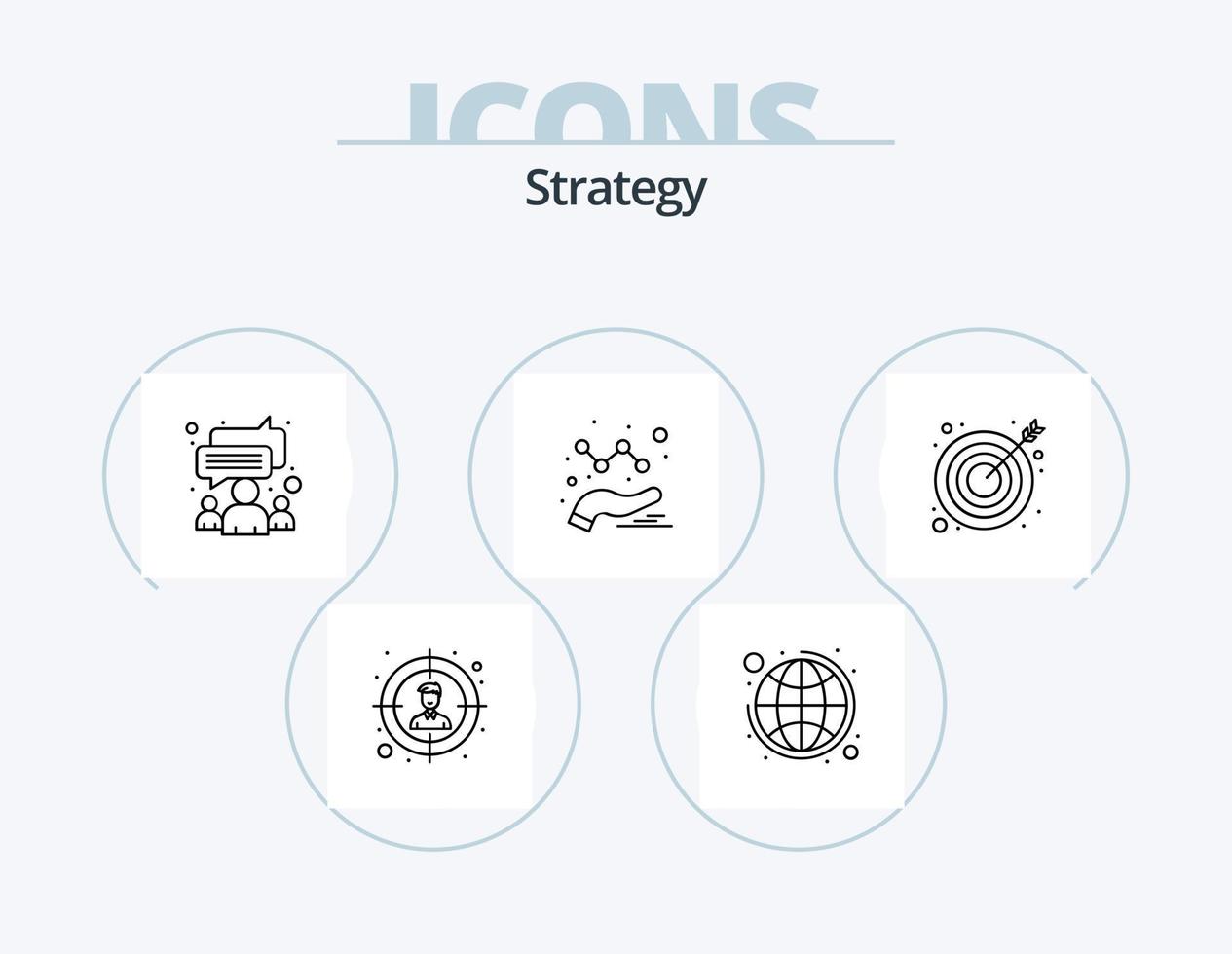 paquete de iconos de línea de estrategia 5 diseño de iconos. . administración. grafico. portapapeles. grafico vector