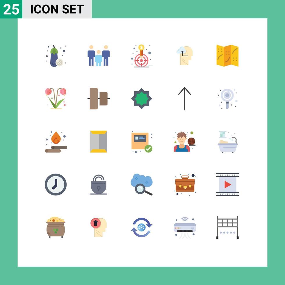 Set of 25 Commercial Flat Colors pack for navigation head financial mind experience Editable Vector Design Elements