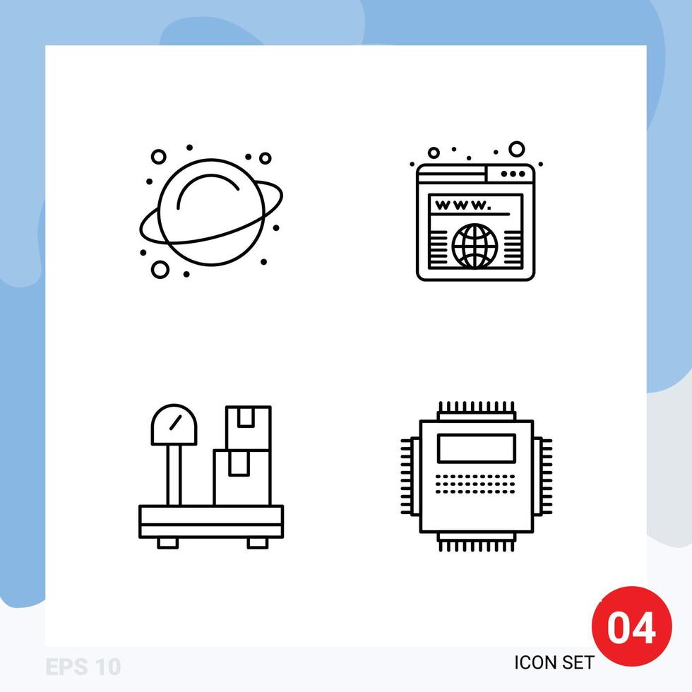 Set of 4 Commercial Filledline Flat Colors pack for rotation weight address worldwide hardware Editable Vector Design Elements