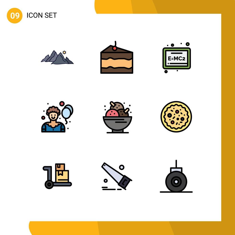 9 iconos creativos signos y símbolos modernos de helado cumpleaños comida bromista circo elementos de diseño vectorial editables vector