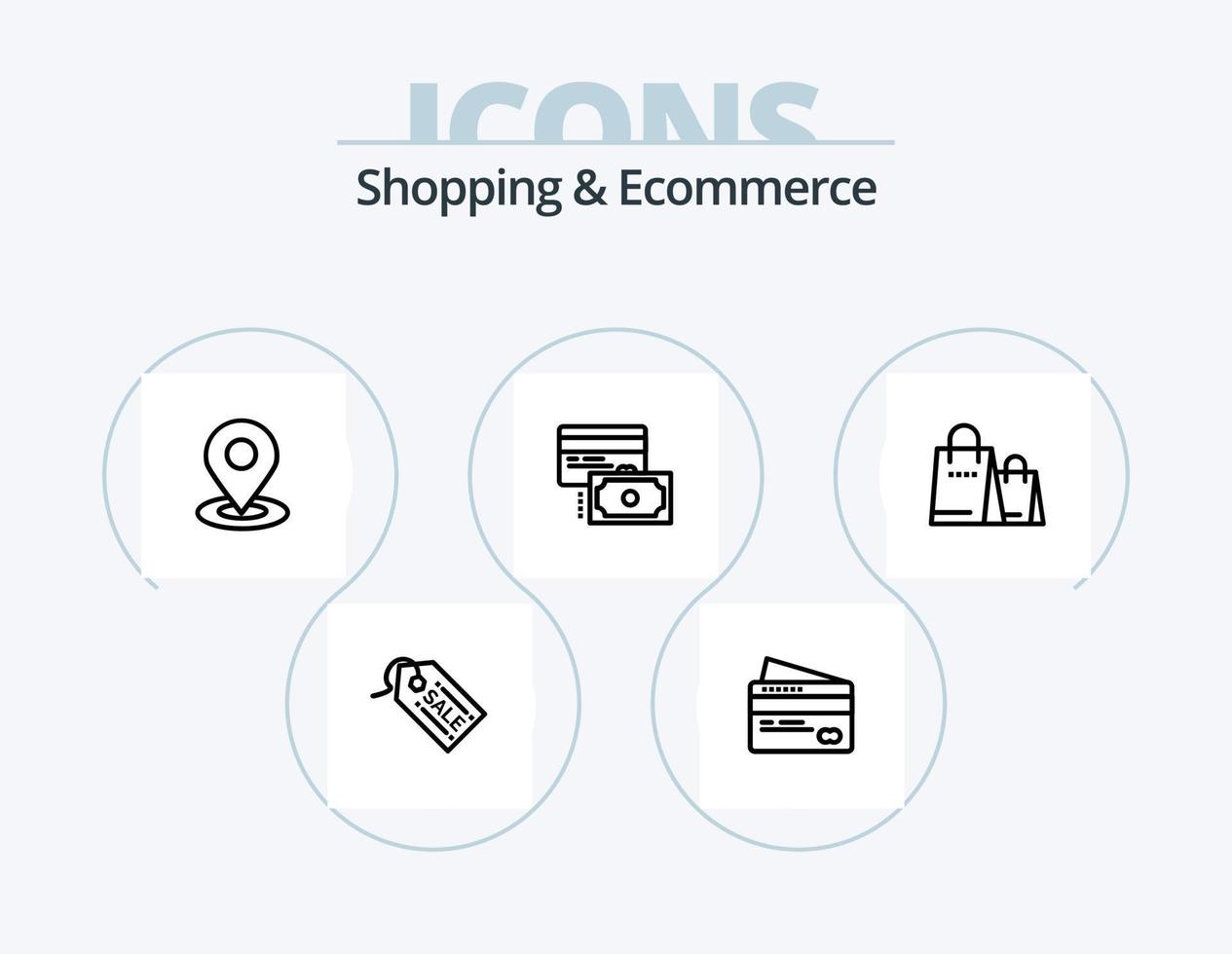 Shopping And Ecommerce Line Icon Pack 5 Icon Design. online. location pin. checklist. star. geo vector