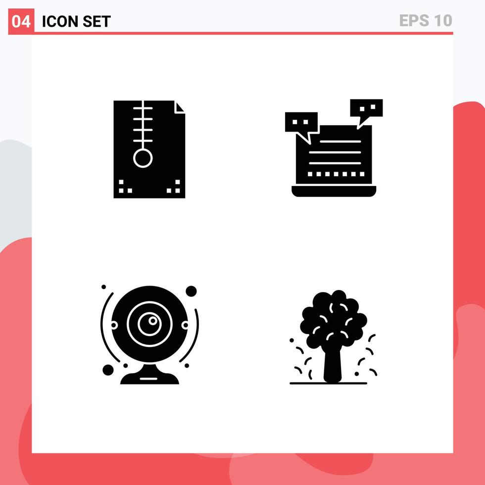 4 Universal Solid Glyphs Set for Web and Mobile Applications archive valentine design cart camera Editable Vector Design Elements