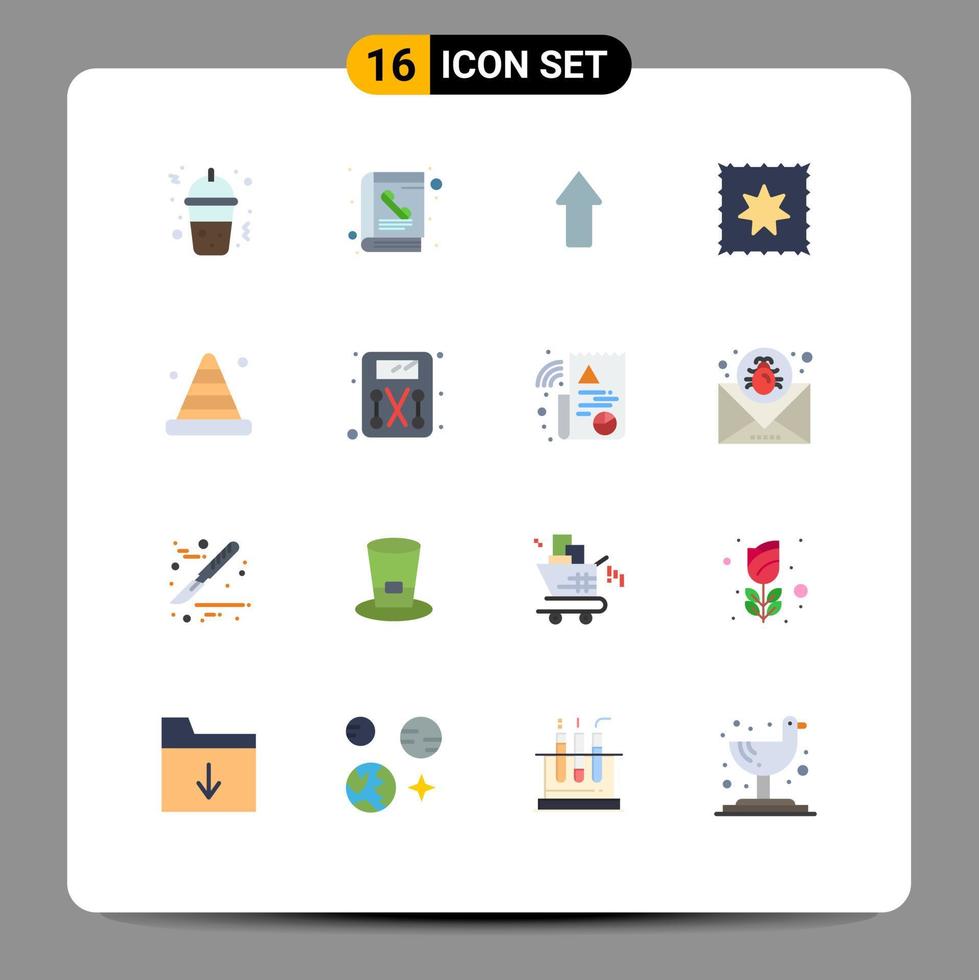 Set of 16 Commercial Flat Colors pack for tool construction arrows bumper bib Editable Pack of Creative Vector Design Elements