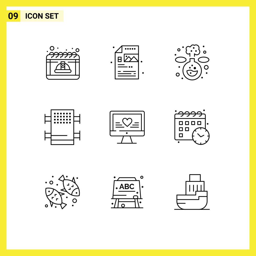 9 Creative Icons Modern Signs and Symbols of heart computer image room rack Editable Vector Design Elements