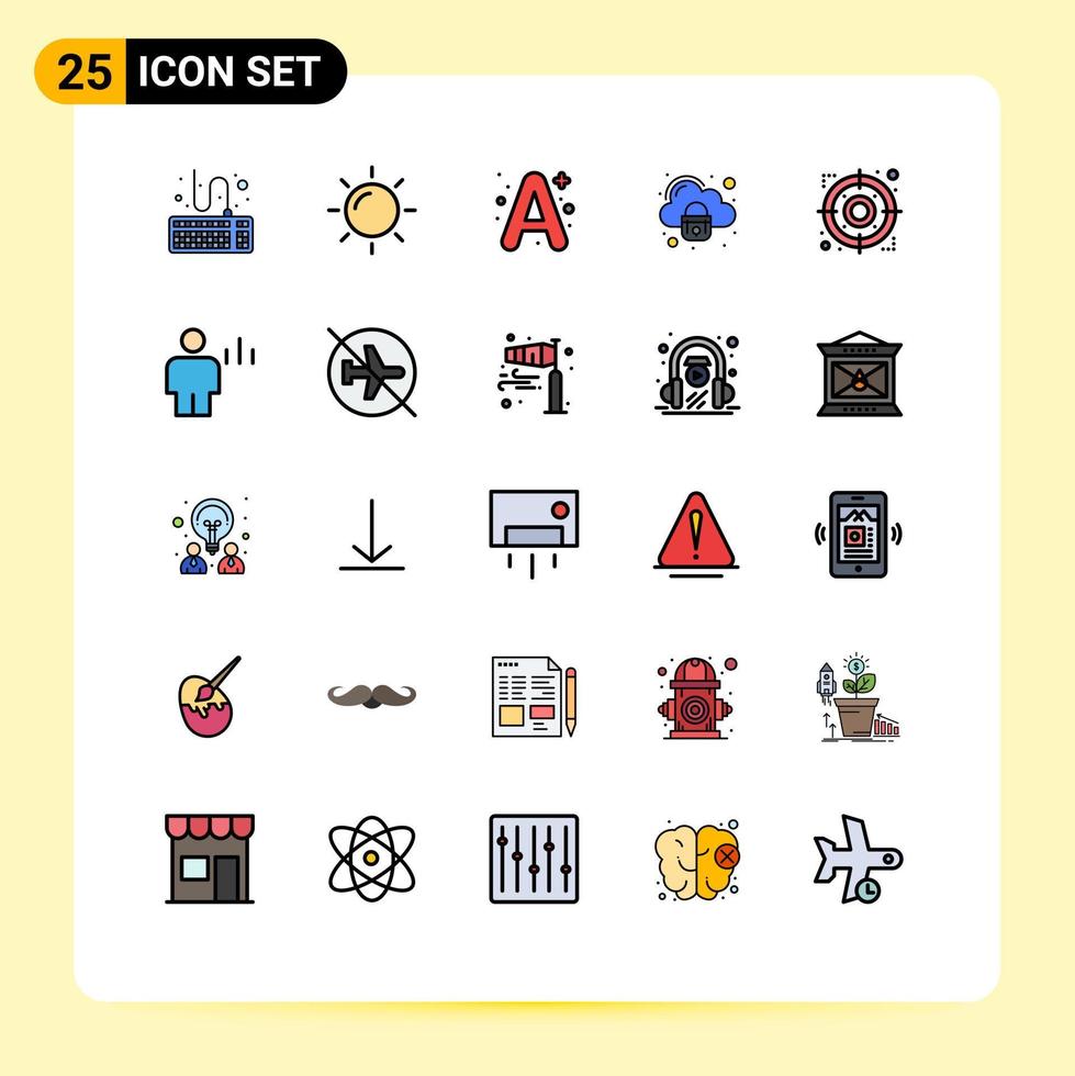 25 Creative Icons Modern Signs and Symbols of target arrow a secure cloud Editable Vector Design Elements