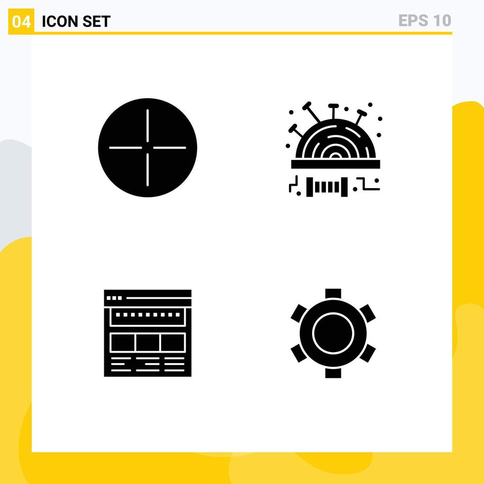 Modern Set of 4 Solid Glyphs and symbols such as ancient business modest stitch page Editable Vector Design Elements