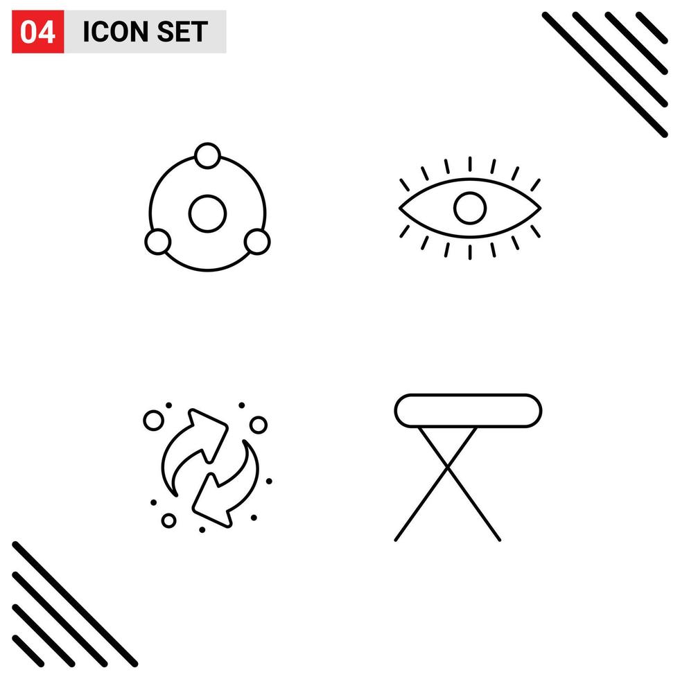 Set of 4 Vector Filledline Flat Colors on Grid for ion recycling crypto currency watch appliances Editable Vector Design Elements