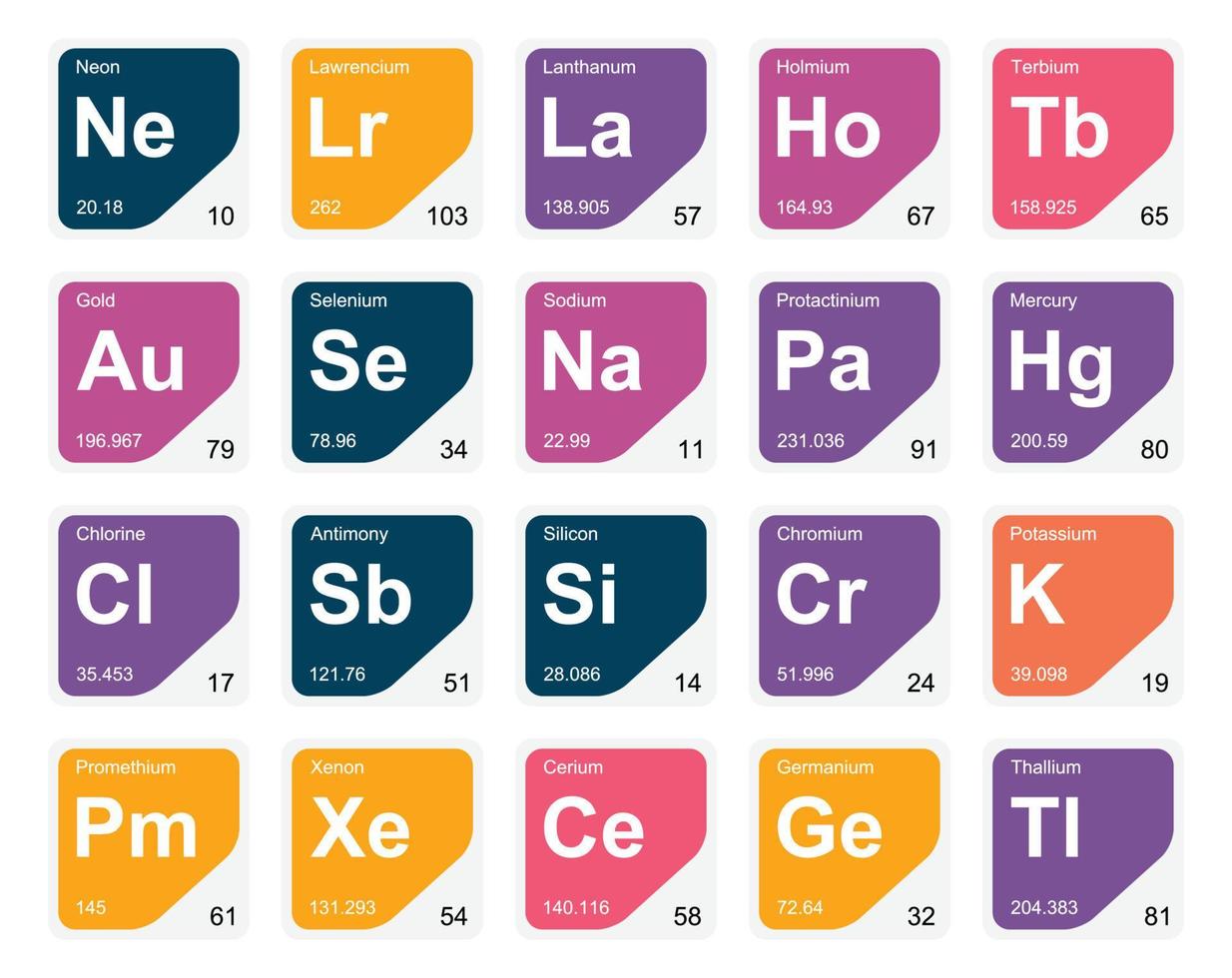 20 Preiodic table of the elements Icon Pack Design vector