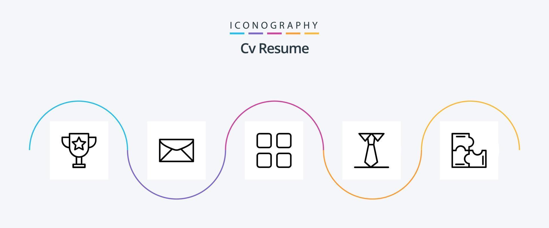 cv curriculum vitae paquete de iconos de la línea 5 que incluye al maestro. educación . mensaje. educación vector