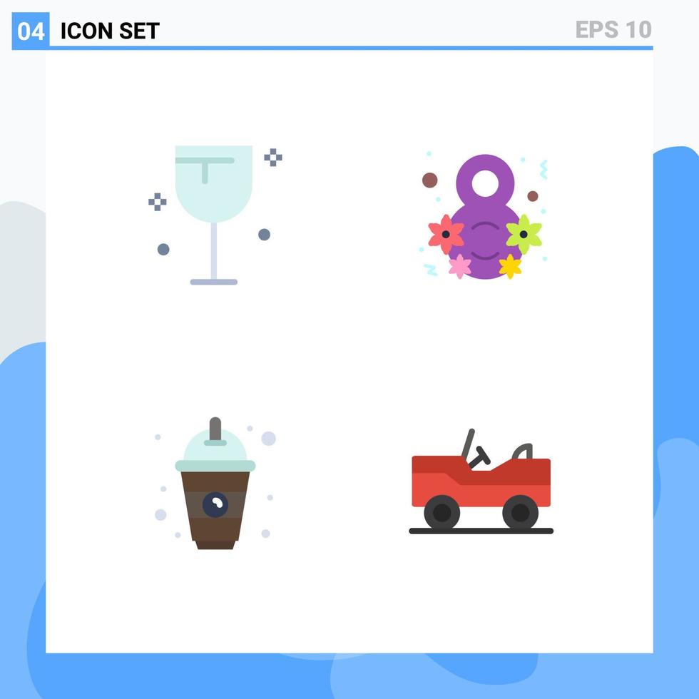 User Interface Pack of 4 Basic Flat Icons of drinks drink wine female juice Editable Vector Design Elements