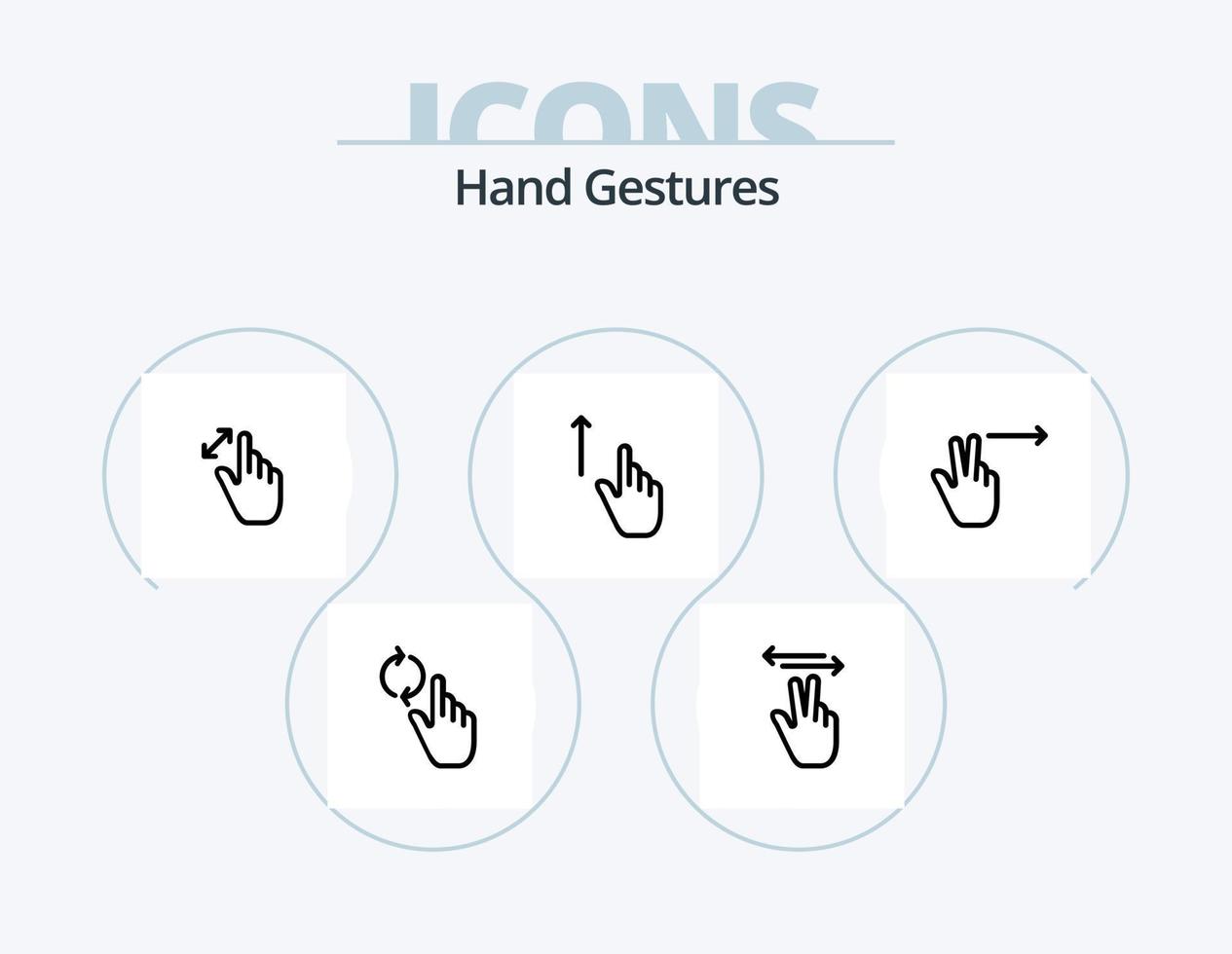 paquete de iconos de línea de gestos de mano 5 diseño de iconos. izquierda. dedos. toque. mano. gesto vector