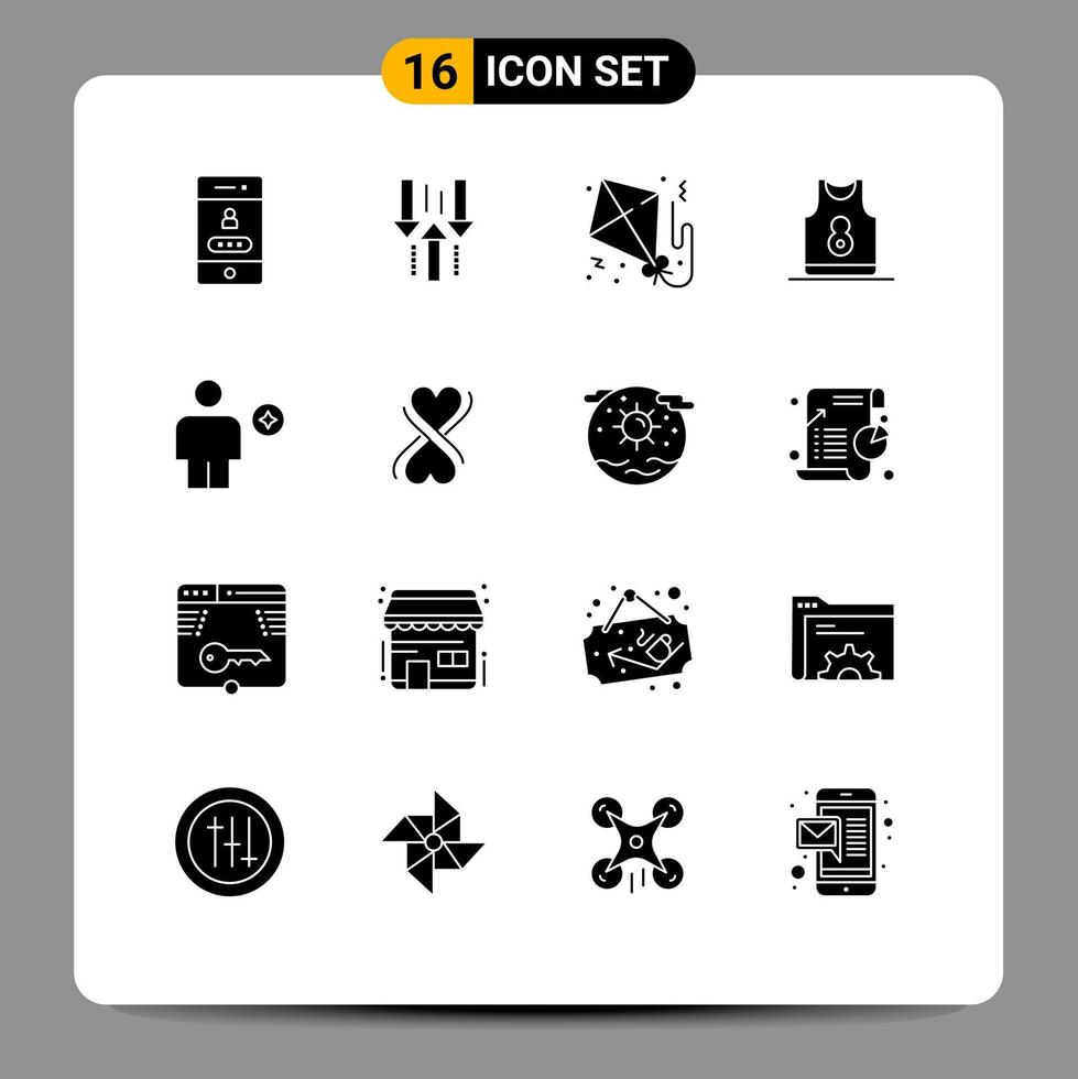 conjunto de 16 iconos de interfaz de usuario modernos símbolos signos para prendas de vestir deporte descargar camisa papel elementos de diseño vectorial editables vector