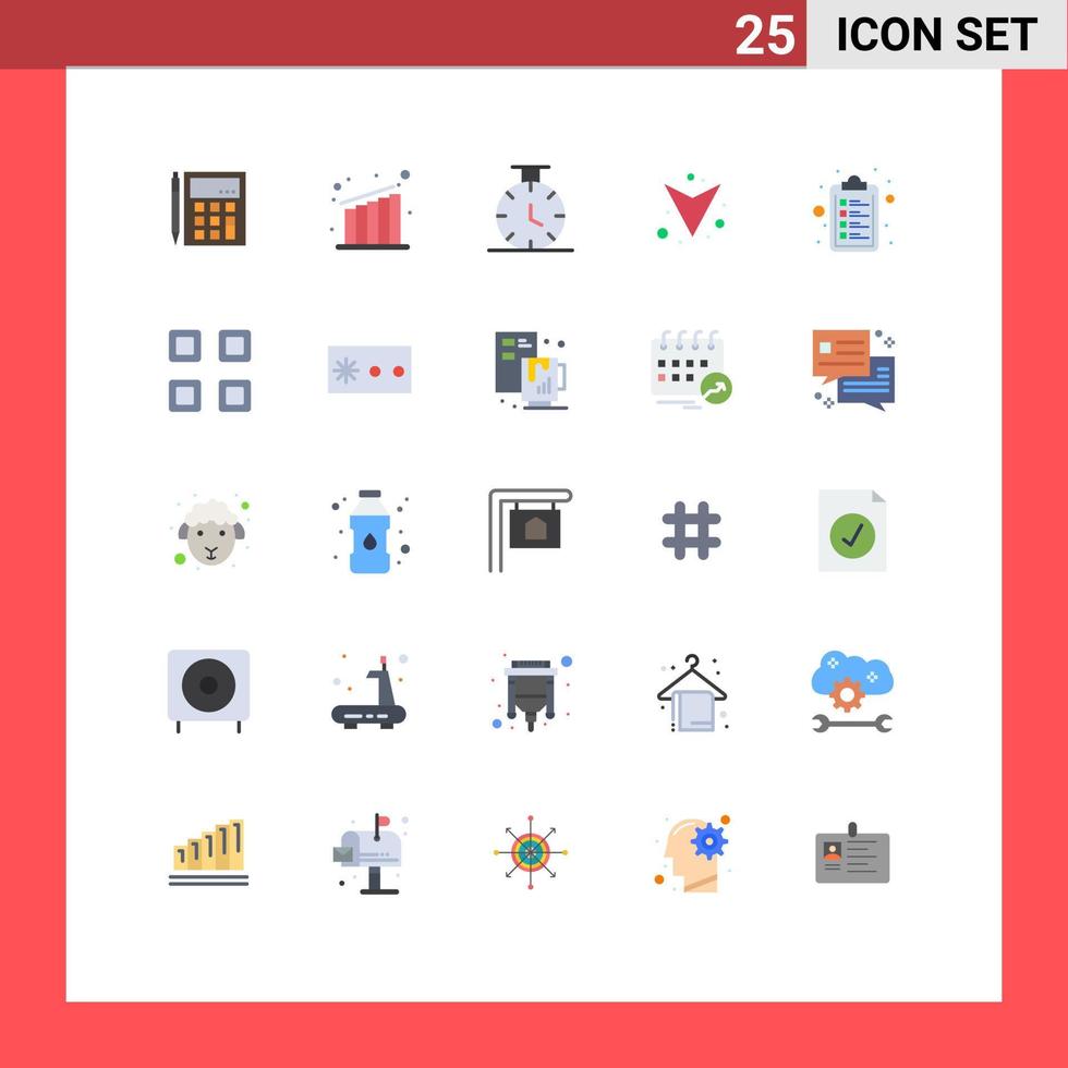 Pack of 25 creative Flat Colors of list check list growth full arrow Editable Vector Design Elements
