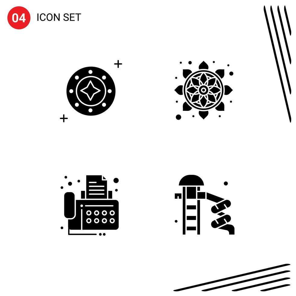 4 Creative Icons Modern Signs and Symbols of cosmos rangoli space flower contact Editable Vector Design Elements