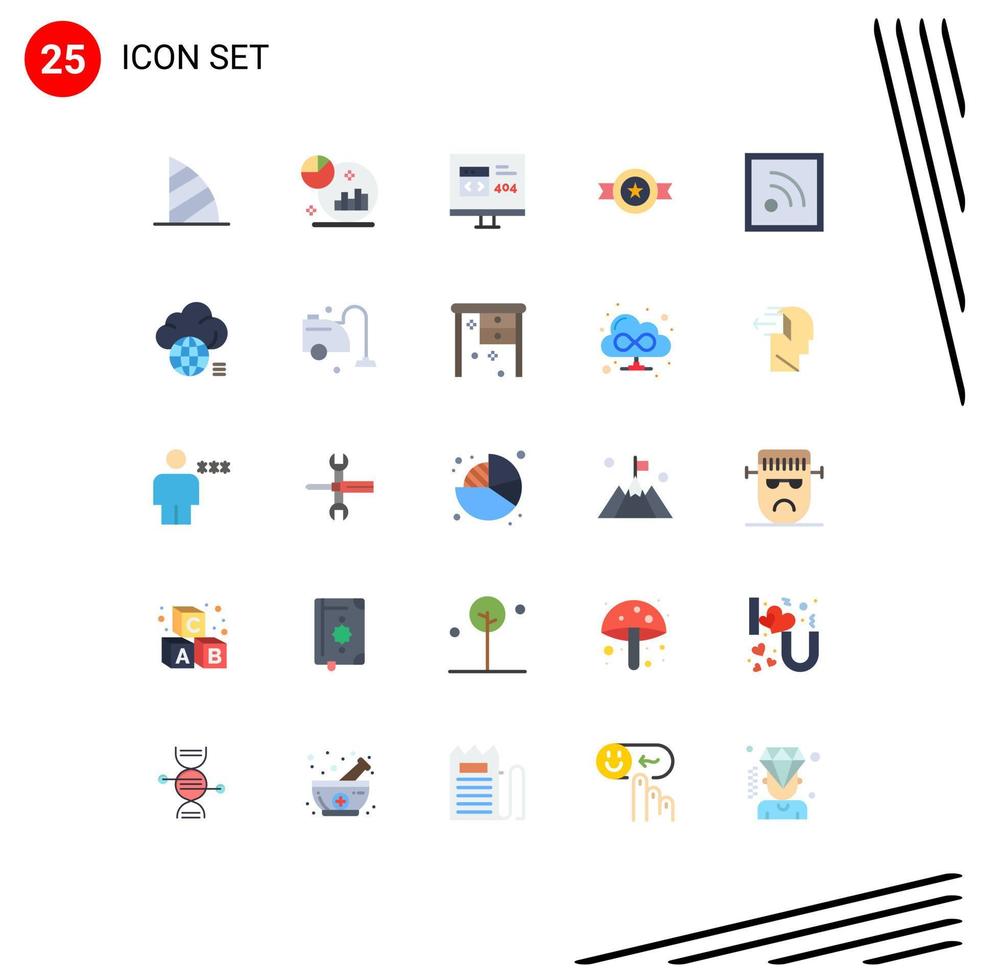 conjunto de 25 iconos de interfaz de usuario modernos signos de símbolos para el desarrollo de premios de marketing de cinturón de estrellas elementos de diseño vectorial editables vector
