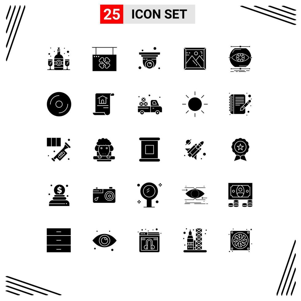 25 Solid Glyph concept for Websites Mobile and Apps conception picture sign photo security camera Editable Vector Design Elements