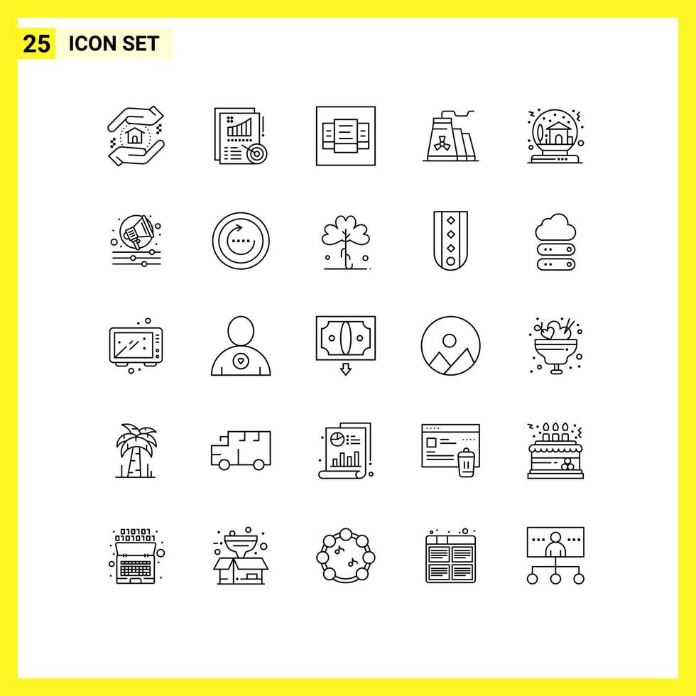 25 Creative Icons Modern Signs and Symbols of globe christmas price bowl factory Editable Vector Design Elements