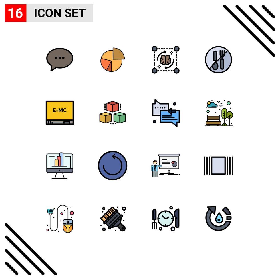 Stock Vector Icon Pack of 16 Line Signs and Symbols for no storming graph brain process Editable Creative Vector Design Elements