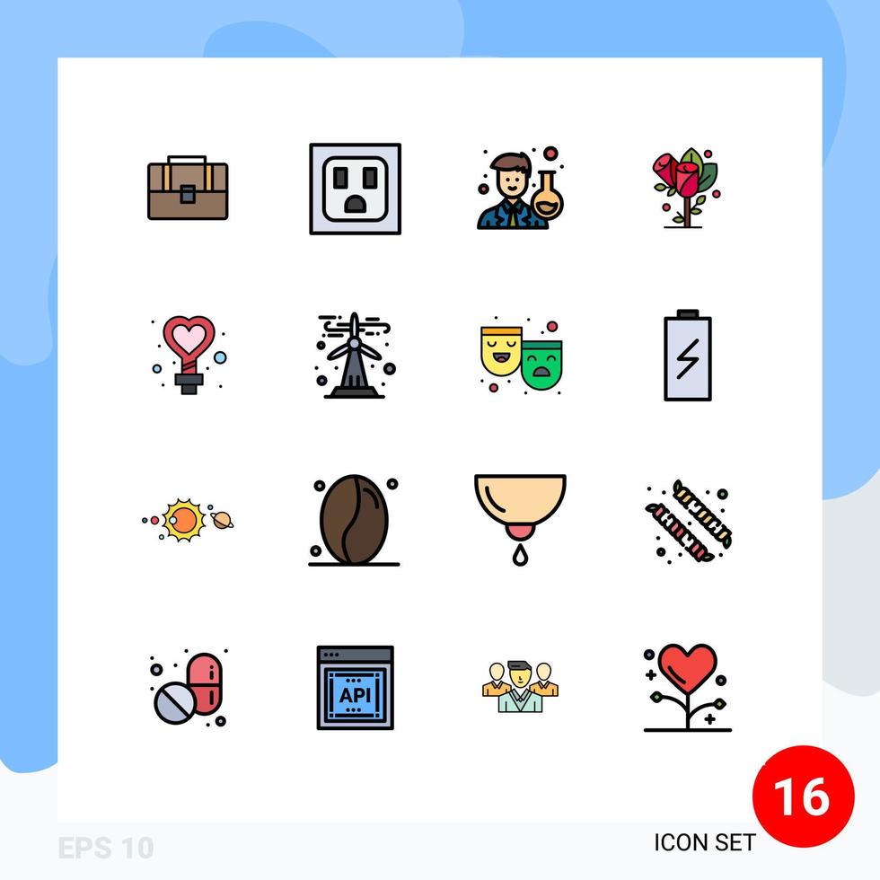 16 iconos creativos signos y símbolos modernos de amor de boda hombre corazón femenino elementos de diseño de vectores creativos editables