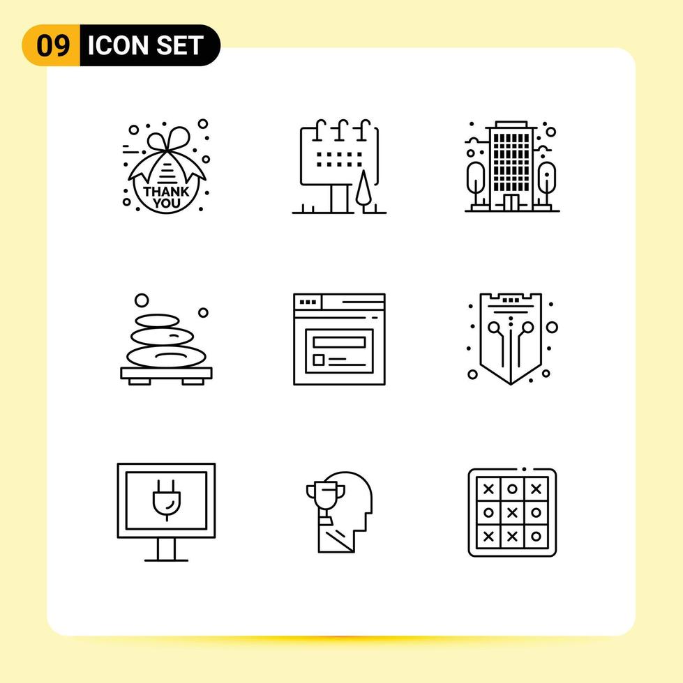 Set of 9 Modern UI Icons Symbols Signs for internet spa commercial relax hot Editable Vector Design Elements